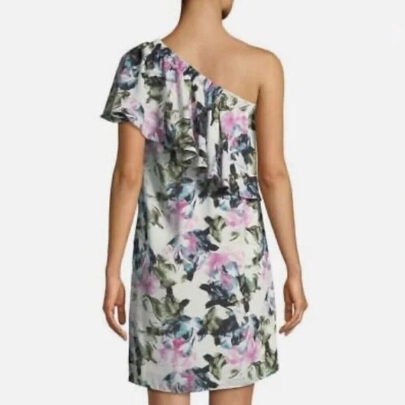 Vince Camuto Floral Ruffle One-Shoulder Dress Size 4 NWT Boho 70s Coquette Flowy - Picture 3 of 11